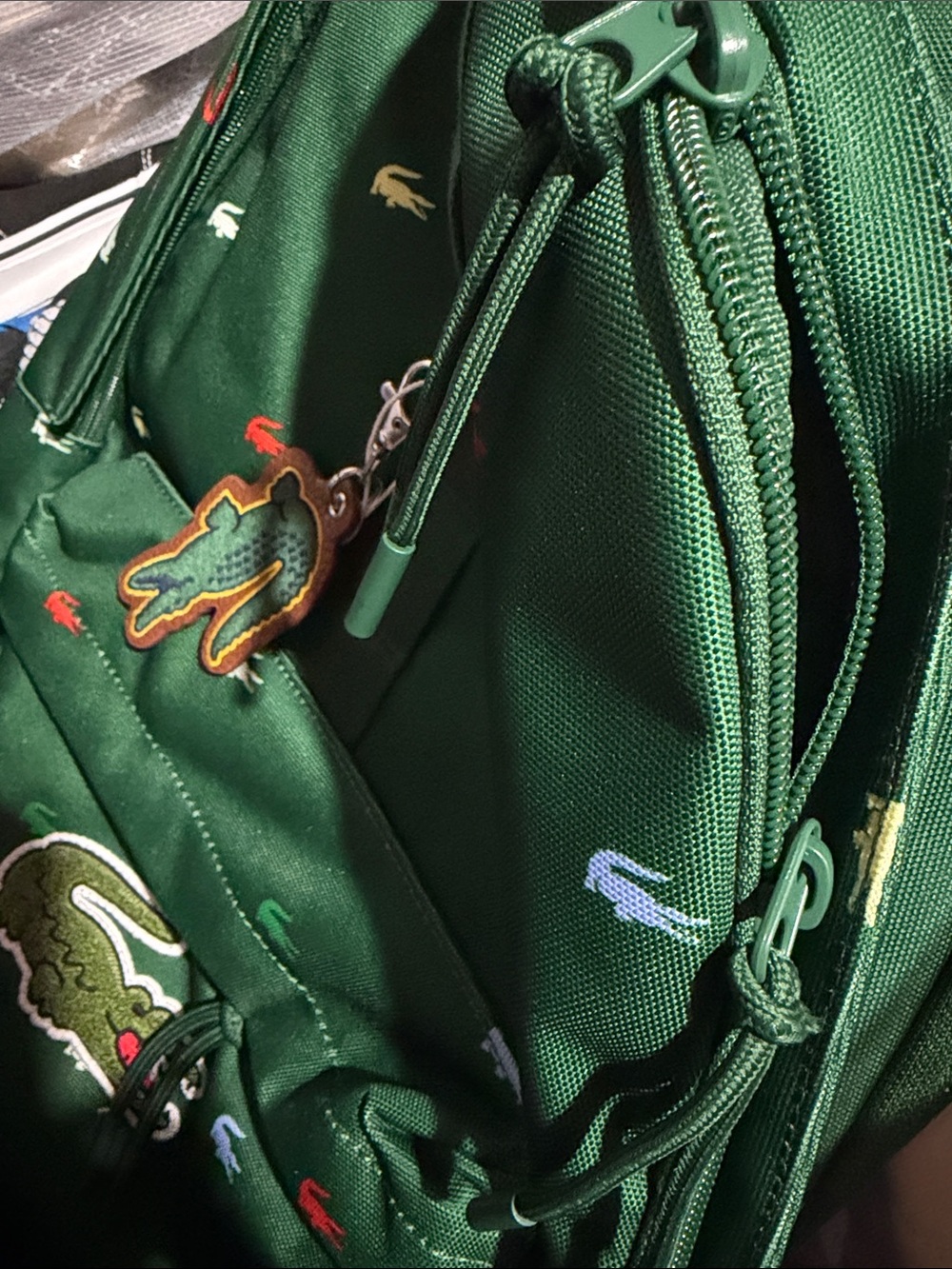 Lacoste Forest Green Backpack with Multicolor Croc Embroidery - Picture 13 of 14